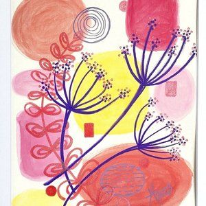 Purple Queen - Original Wall Art Acrylic Painting 11x14in Matted Frame Ready